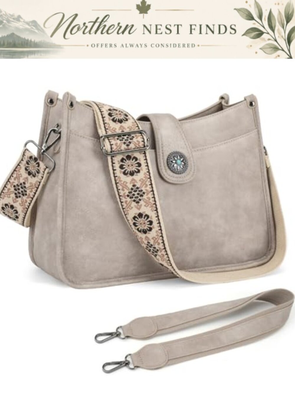 Vegan Leather Crossbody Hobo Bag with Adjustable Strap & Tassel